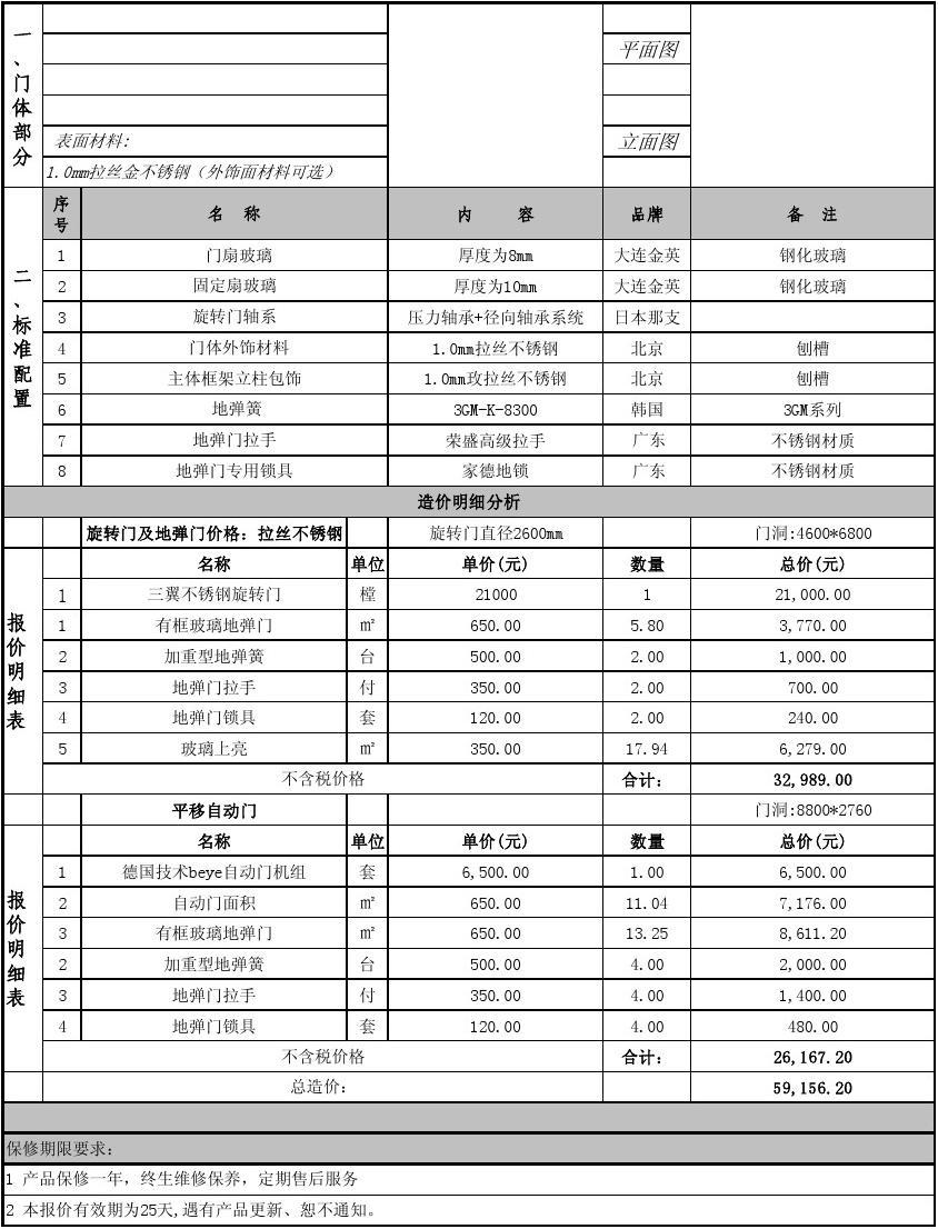 全自动自动门价格表及其相关因素探讨